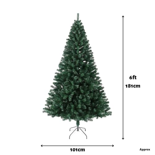 EVRE Artificial Christmas Tree 6ft with PVC Tips & Branches with Metal Stand (6 Ft)