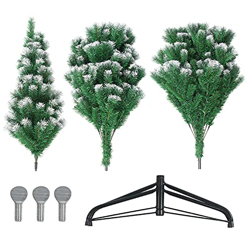LOKIPA Artificial Christmas Tree,6ft Snow Flocked Christmas Tree with 900 Snow Effect Tips and Christmas Tree Metal Stand