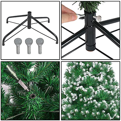 LOKIPA Artificial Christmas Tree,6ft Snow Flocked Christmas Tree with 900 Snow Effect Tips and Christmas Tree Metal Stand