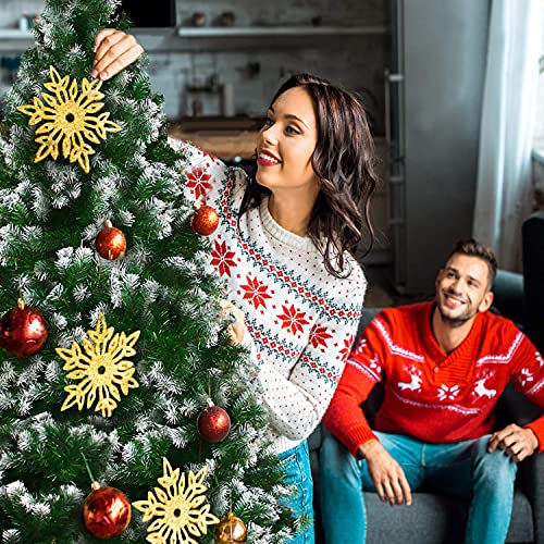 LOKIPA Artificial Christmas Tree,6ft Snow Flocked Christmas Tree with 900 Snow Effect Tips and Christmas Tree Metal Stand