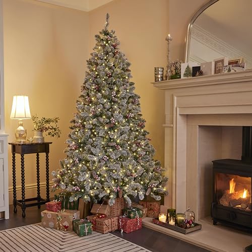 7ft Snowy Flocked Christmas Tree with 380 LEDs