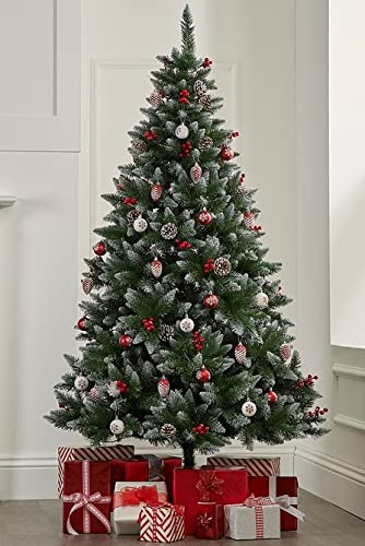 6ft Snow-Flocked Evergreen Christmas Tree with Red Berries