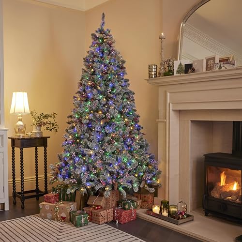 7ft Snowy Flocked Christmas Tree with 380 LEDs