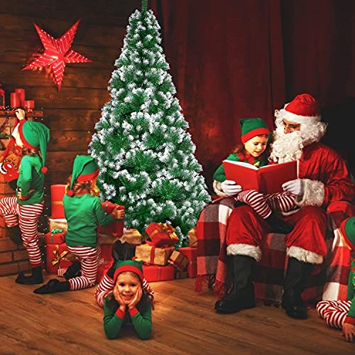LOKIPA Artificial Christmas Tree,6ft Snow Flocked Christmas Tree with 900 Snow Effect Tips and Christmas Tree Metal Stand
