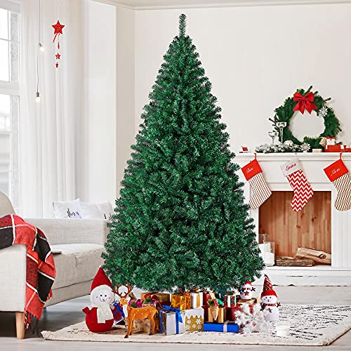 Yaheetech 7ft Artificial Christmas Tree Hinged Spruce Xmas Pine Tree with Foldable Stand Holiday Decorations Indoor/Outdoor