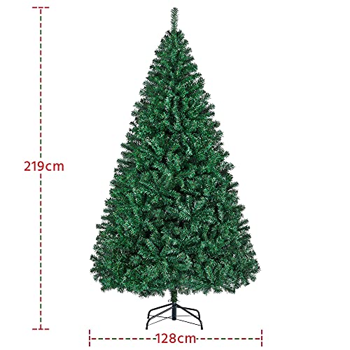 Yaheetech 7ft Artificial Christmas Tree Hinged Spruce Xmas Pine Tree with Foldable Stand Holiday Decorations Indoor/Outdoor