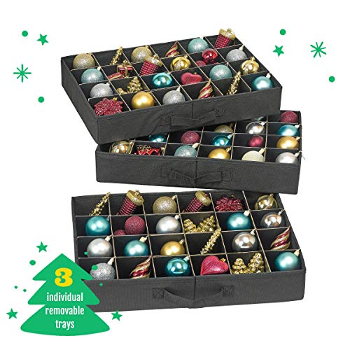 Christmas Ornament Storage Box with Dividers - 72 Ornaments