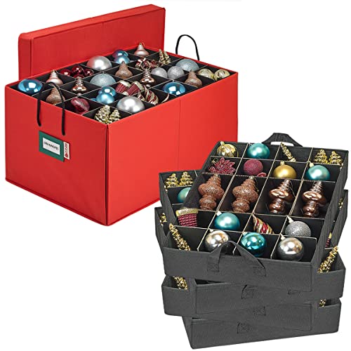 Christmas Ornament Storage Box with Dividers - 72 Ornaments