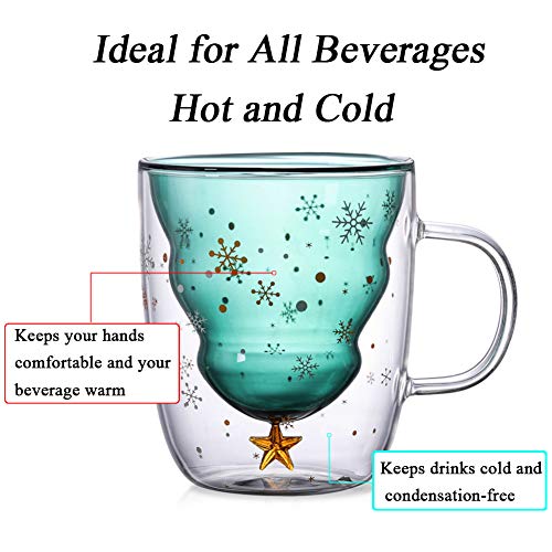 Cute Christmas Insulated Glass Mug with Lid