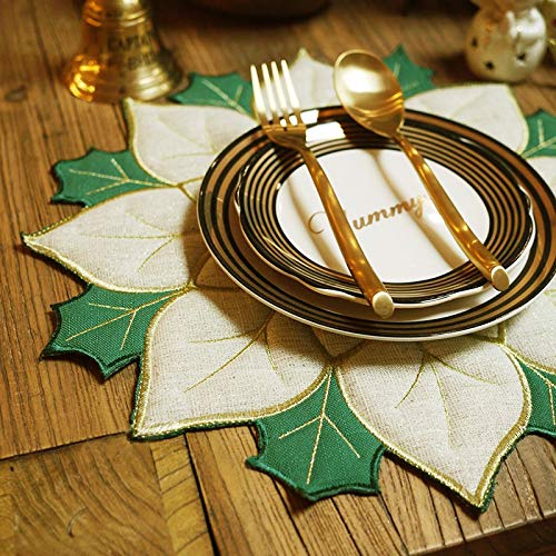Christmas Round Golden Silk Flower Placemats Set