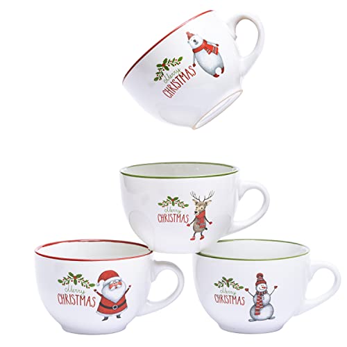 4 Santa Ceramic Christmas Coffee Mugs