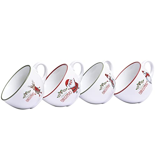 4 Santa Ceramic Christmas Coffee Mugs