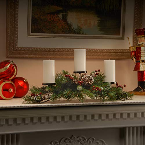 Frosted Berry Centerpiece with 3 Candle Holders