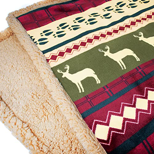 Christmas Sherpa Fleece Blanket - Reindeer Design