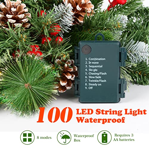 9ft LED Pre-lit Christmas Garland with Pine Cones & Berries