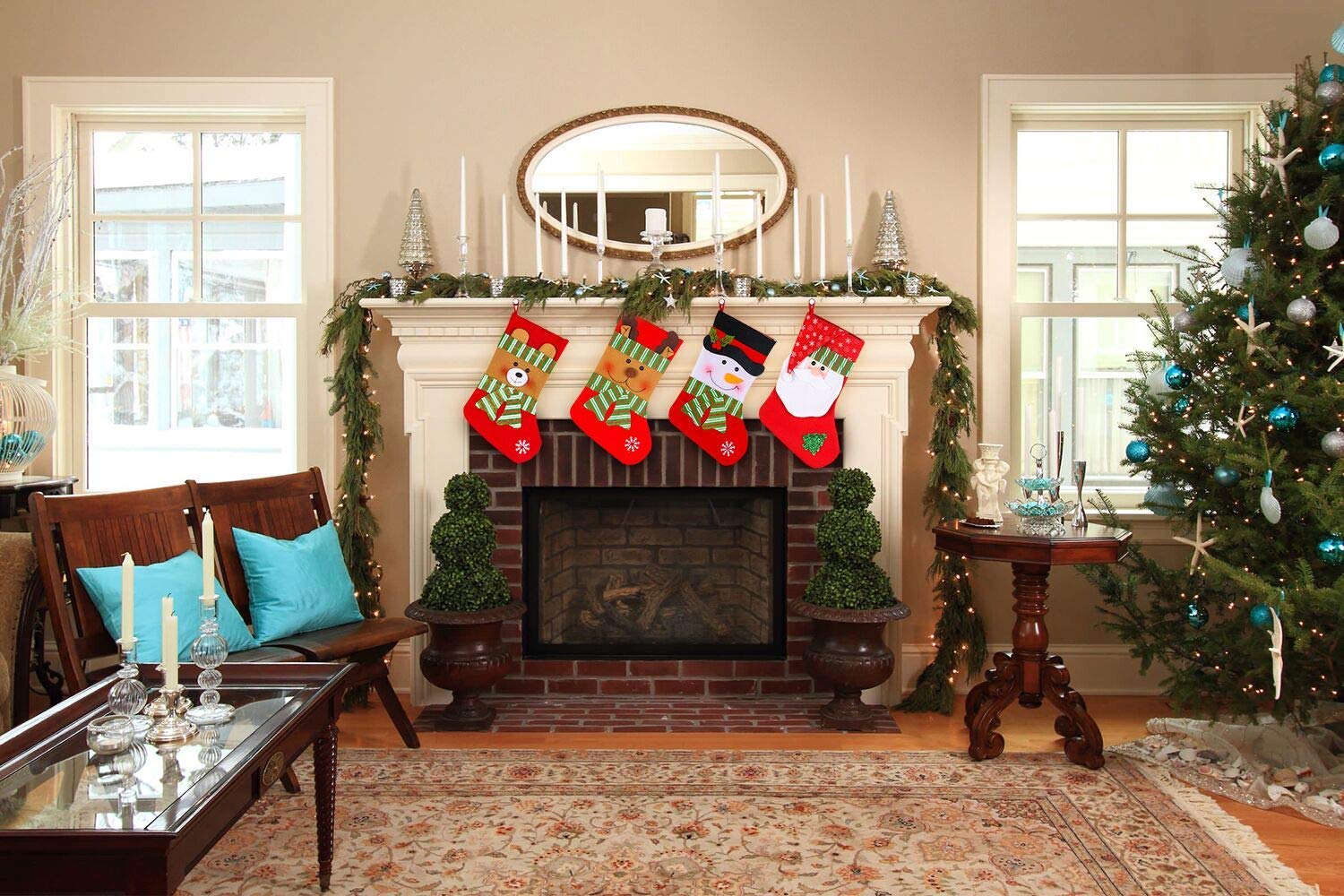 Set of 4 Festive Christmas Stockings