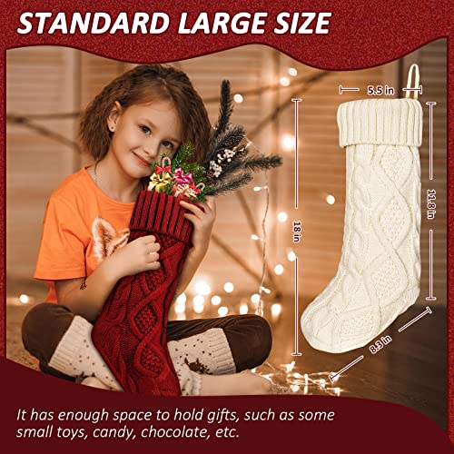 LED Knitted Christmas Stockings, 4-Pack (Red/White)