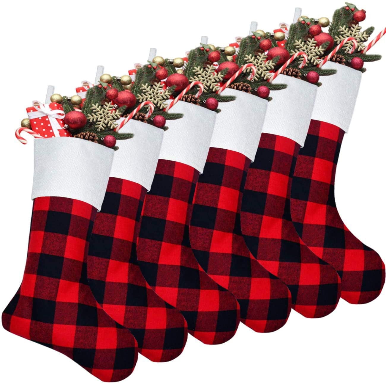 Buffalo Plaid Fireplace Hanging Christmas Stockings