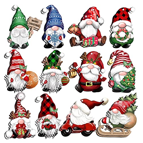 Gnome Wooden Ornaments: 24pcs Christmas Decorations