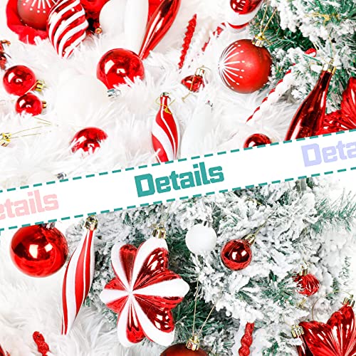 Large Red & White Christmas Tree Ornaments Bundle