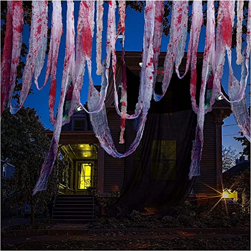 SKOOLOVE Halloween Bloody Decorations 118 ft 2 Sizes Bloody Curtain Cloth Gauze Halloween Decorations, for Haunted House Supplies, Hocus Pocus Props, Party Costume Accessories