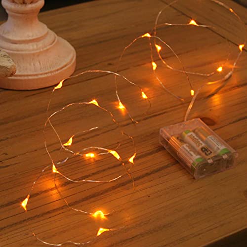 20 LED Battery Operated Micro Fairy Lights with Silver Wire Available in 6 Colours - Amber