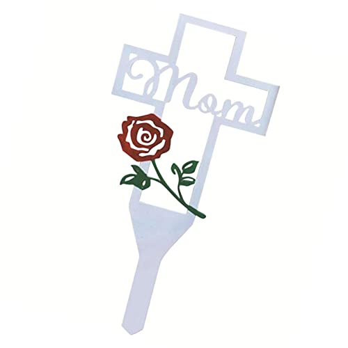 Yeeda Memor ial Cross for Grave, Metal Cemetery Decorations for Grave Garden, Cross Grave Markers for Cemetery Ornament, to Memorize Mom/Dad