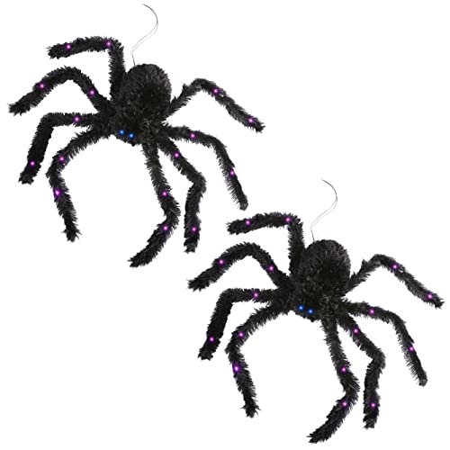 I LOVE FANCY DRESS Animatronic Moving Spider 71cm 28" Halloween Decoration - Light up Eyes & Sound Effects - Extends and Retracts - Up and Down - Halloween Props - PACK OF 2