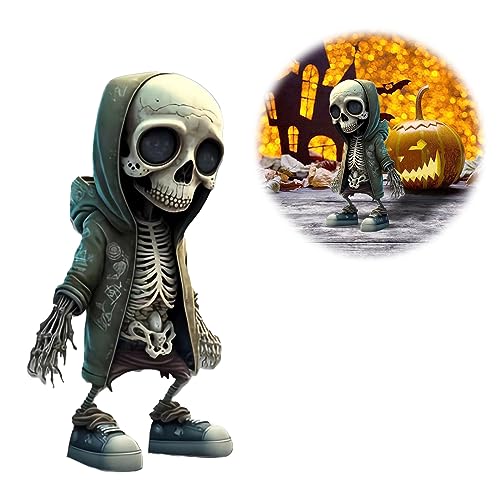 Feliciay Skeleton Gothic Resin Statue Sculpture,Gothic Decoration Halloween Skull Sculpture, for Decorative Sculpture Ornament, Portable Halloween Home Party Desk Decor (Green)