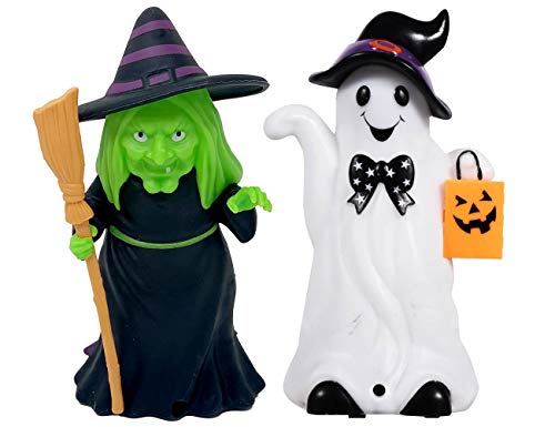 Ghost and Witch Motion Activated Halloween Decorations (Set of 2), Witch and Ghost Figurine Motion Activated Light and Sound Scary Halloween Decor, Indoor Halloween Decor