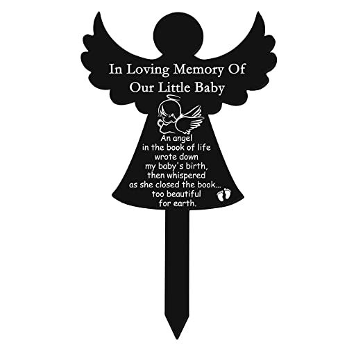 Memorial Stakes Cemetery Grave Plaque Stake Markers Memorial Angel Plaques for Outdoors Sympathy Garden Stake Acrylic Grave Stake Waterproof Garden Grave Decorations for Cemetery Yard (Baby Style)