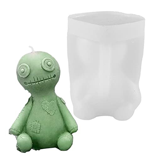 1PC Voodoo Doll Candle Mold, Halloween Curse Dolls Candle Mould for Epoxy Resin Casting, Silicone Mold Wax Molds, Cute Ghost DIY Craft Desktop Decoration Party Supplies Home Ornaments