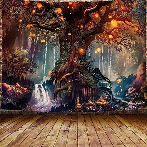 INTDORM Magical Forest Tapestry Life Tree Tapestry Trippy Wall Tapestry Wall Hanging For Bedroom (130x150cm)