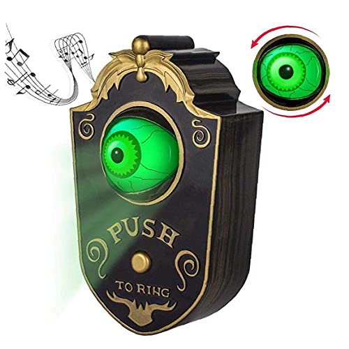 Flyglobal Halloween Doorbell Decoration, Haunted Doorbell Animated Eyeball Halloween Decor with Spooky Sounds, Trick or Treat Event for Kids, Haunted House Halloween Party Prop Decoration