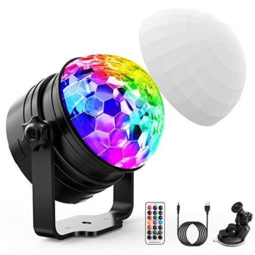 Disco Lights, 360° Rotation【2-in-1 Disco Ball & Night Light】Sound Activated Disco Ball Light with Timer, 7 RGB Colour, Light Effect USB Party Lights for Kids' Birthday/Christmas/Bedroom/Halloween