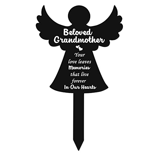 Memorial Stakes Cemetery Grave Plaque Stake Markers Memorial Angel Plaques for Outdoors Sympathy Garden Stake Acrylic Grave Stake Waterproof Garden Grave Decorations for Cemetery Yard (Grandma Style)