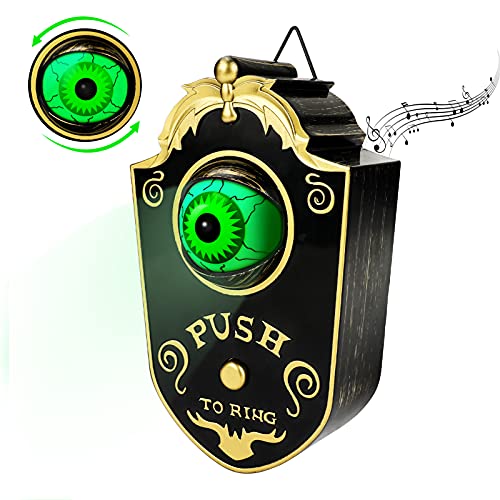 AIMMIE Halloween Eyeball Doorbell, Halloween Doorbell for Fun Halloween Prop Decoration Animated Haunted Eye Doorbell with Spooky Sounds Trick or Treat Event for Kids Party House Halloween Decor