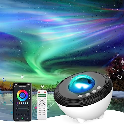 YunLone Aurora Projector Galaxy Projector Star Projector Galaxy Light for Bedroom Night Light with Bluetooth Speaker, White Noise, APP/Remote/Voice Control, DIY Light for Room Décor Party Kids Adults