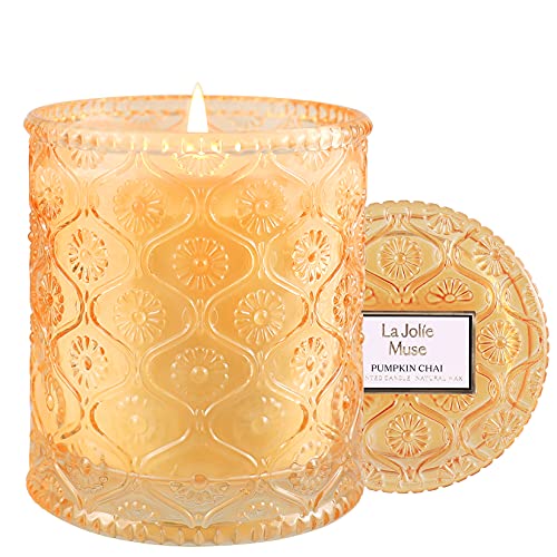 La Jolíe Muse Autumn Candles, Pumpkin Candles, Pumpkin Chai Scented Candle, Long Burning Candle Gifts for Women, Natural Soy Wax Halloween Candle 8.1Oz/230g, 55 Hours