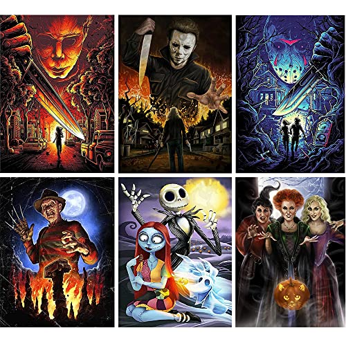 Diamond Painting Kits for Adults, 6 Packs 5D DIY Diamond Art Kits Halloween Full Drill Diamond Dotz for Gift Wall Decor Gem Arts 12x16 inch
