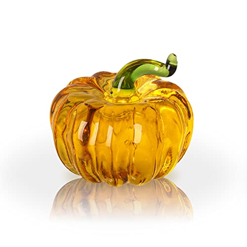 LONGWIN Mini Crystal Pumpkin Collectible Figurines Glass Pumpkin Figurine Paperweight Tabletop Decorative Ornaments for Fall Harvest Thanksgiving Halloween Home Decor Ornaments