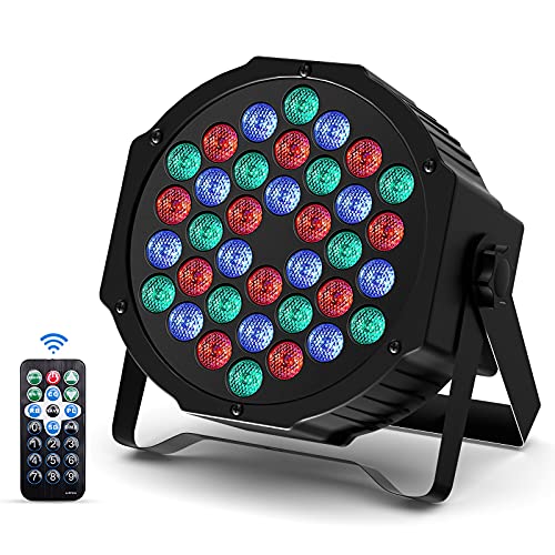 Par Light Disco Light,RGB 36 LED Stage Lights,DMX Controlled &Sound Activated Auto Play Strobe Dj Uplights for Party Wedding Birthday Christmas Halloween Clubs Dance Shows (1pack)