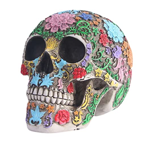 eBoutik – Halloween Human Head Skull Skeleton Sculpture - Halloween Decoration Ornament Home Décor - Decoration Props For Halloween Party (Day Of The Dead)