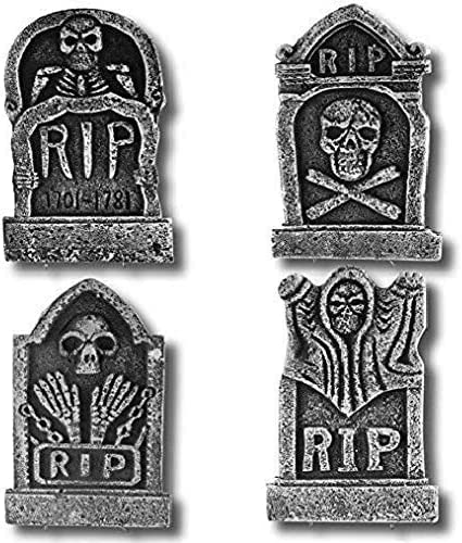 Prextex Halloween Graveyard Tombstone Set - Lightweight Tombstones with RIP Signs, Fake Outdoor Gravestones and Headstones - Perfect for Garden Decor, Patio Set, and Halloween Party