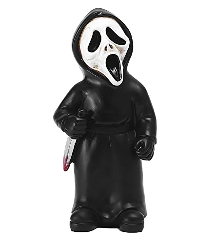 SINSEN Horror Movie Garden Gnomes Nightmares Michael Myers Jason Statues Killer Scream Spooky Figurines Resin Sculpture for Halloween Christmas Garden Yard Decorations (Grim Reaper)