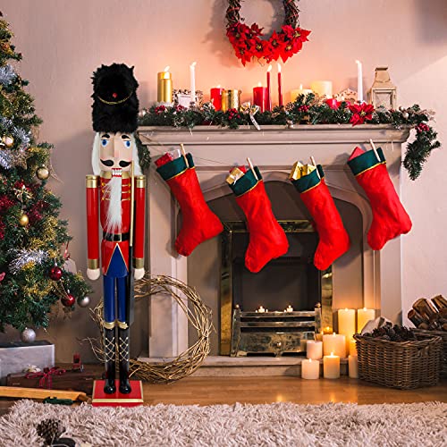 The Christmas Workshop 71059 Wooden Nutcracker 106cm Tall/Red Soldier on Stand/Christmas Decorations