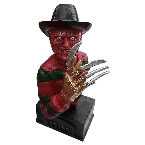 chenqian Horror Movie Gnomes Statues, Nightmare Statue Resin Figurines Murderers Michael Myers Fre-ddy Jason Halloween Hand Painted Resin Figurines For Tabletop Ornament Decoration