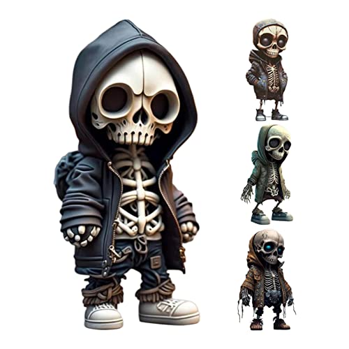 PW TOOLS Cool Skeleton Figurines | Gothic Home Decor Skull Resin Memorial Skeleton Statue - Portable Ornaments Collectible Decorative For Halloween Party Desk Home Offices