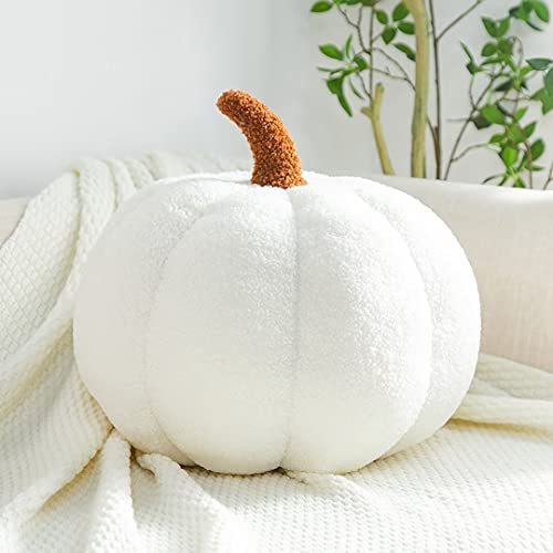 Halloween Pumpkin Throw Pillow, Stuffed Pumpkin Plush Toys, Soft Pumpkin Throw Pillow, Pumpkin Throw Pillow Cushion, 3D Pumpkin Throw Pillow for Thanksgiving, Car, Bedroom, Sofa , White, 20CM