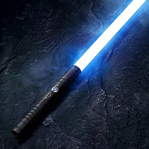 Lischwert Lightsaber, RGB 7 Colors 3 Modle Voices Light Saber, Smooth Swing & Fight Sound Effects, Gift & Cosplay Toys for Kids for Ages 6 and Up(77cm-Black)
